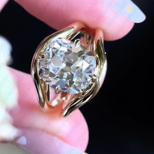 4.25Ctw Elongated Cushion Moissanite Split Shank Engagement Ring 14K Yellow Gold picture