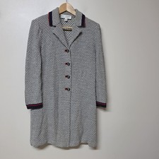 St John Collection Santana Knit Blazer Jacket Size 6 Navy Ivory Red Made USA picture