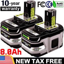 2PACK For RYOBI 18V 8.0Ah P108 High Capacity Battery 18Volt Lithium-Ion One Plus picture