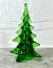 Vintage Studio Art Blown Glass Green Christmas Tree Figurine Beautiful 6