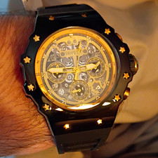 Invicta Men's Sport Chronograph Tachymeter Quartz Skeleton Black Rubber Watch picture