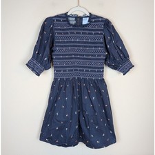 Hill House Home Dress Sml Navy Floral Smocked Vivi Nap Dress Puff Sleeve Cottage picture