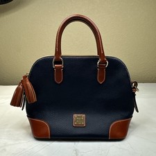 Dooney Bourke Medium Leather Satchel Navy Blue Purse picture
