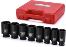8 Pieces 1/2-Inch Drive Deep Impact Socket Set, CR 1/2