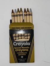 🖍️NEW - Vintage Crayola Metallic Gold & Silver Crayon Lot Box Binney Smith Rare picture