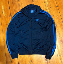 adidas Originals Men's Full-Zip Track Jacket Black/Blue Graphic Logo XS picture