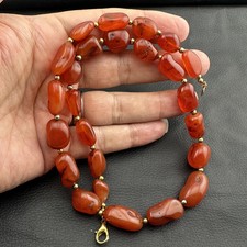 Vintage Himalayan Tibetan Carnelian Agate  Tumbled Shape Necklace  picture