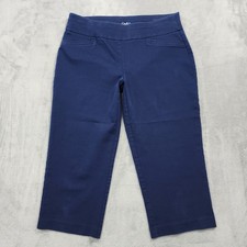 Croft & Barrow Pants Womens 8 Blue Pull On Effortless Stretch Capri Crop Casual picture