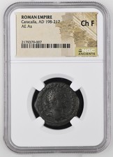 Roman Empire Caracalla AE As 198-217 AD NGC Ch F Ancient Roman Bronze Coin picture