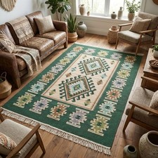 Turkish Kilim Rug, Boho Vintage Area Rug, Geometric Tribal Carpet Decor picture