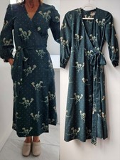 Sonia Rykiel Vintage 70's Green Floral Long Sleeve Wrap Dress picture
