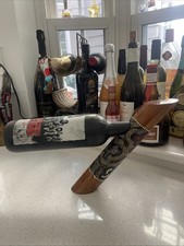 Hand Carved Wood Didgeridoo Aboriginal Dot Art Signed Floating Wine Bottle Hold picture