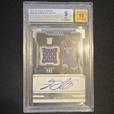 Panini Dominion 2017-18 De'Aaron Fox RC RPA Signed Jersey Auto 10 BGS 9 /199 picture