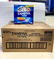 Set of 6-Tampax Pearl Tampons Trio Pack, Super/Super Plus/Ultra Absorbency 34 ct picture