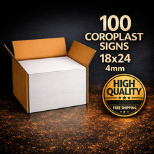🔥 100 Blank 18x24 Coroplast Signs – 4mm Thick – FAST FREE DELIVERY 🔥 picture