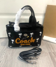 COACH x PEANUTS Cargo Tote Bag 26 Snoopy Print Black Multi CBF70 Outlet freeship picture