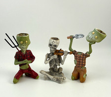 LiveTrends Halloween Planter Lot - Band of Bones & Namaste Dead Air Plant Holder picture