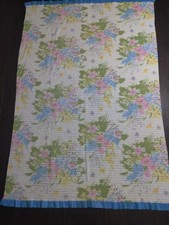 Vintage Vibrant Floral Waffle Weave Thermal Blanket Satin Trim 86