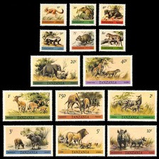 Tanzania #161 - 174 Mint NH Complete 1980 Wild African Animals Set of 14 Stamps picture