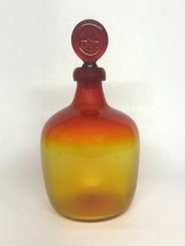 HTF Vintage Blenko Tangerine 7521 S Glass Decanter – Don Shepherd - w/ Stopper picture