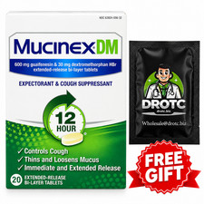 Mucinex DM 12Hr Chest Congestion & Cougs 20 Bi-Layer Tablet + Free Wipe EXP 6/27 picture