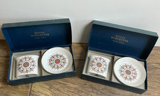 2 Vtg Royal Worcester 51 Medallion Bone China Cigar/Cigarette Tray Boxed picture