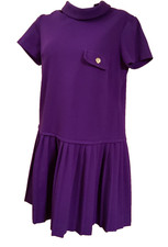 Encron Lives Vintage Purple Womens Short Sleeve Dress L Pleated Skirt Knee picture