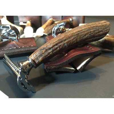 Custom Antler/Stag Handle DE Safety Razor & Travel Sheath (made in USA) picture