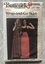 Vtg Butterick 6809 Womens Med Wrap and Go Easy 3 PCs Maxi Skirt Pattern Uncut picture