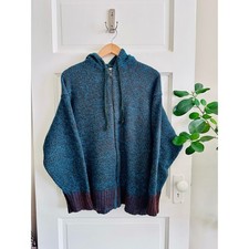 Marni x Uniqlo Womens Blue Mixed Color Knit Oversized Full Zip Hoodie Medium picture