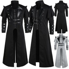 Mens Halloween Medieval Vintage Long Jacket Gothic Steampunk Punk Knight Coat picture