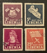 Travelstamps: 1947 Liberia Stamps Scott 305-308 Complete Independence Set CTO H picture