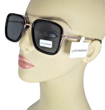 LUCKY BRAND Black Rims Gold Arms Aviator Sunglasses Black Lenses LB93548-1B-S picture