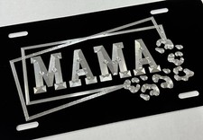 Engraved Mama Leopard Car Tag Diamond Etched Aluminum Metal License Plate Gift picture