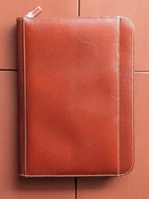 BRAND NEW Italian Leather Deluxe Portfolio / Zippered Padfolio/ Vintage NIB L@@K picture