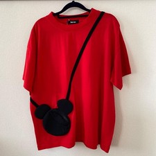 Disney x ne-net Red Shoulder Bag Style T-Shirt with Pocket M Mens Unused picture