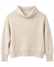 NWT CALIA Elevate Herringbone Funnel Neck Pullover Ivory Grey Women’s XS picture