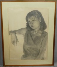 Koji Inagaki Original Pencil Drawing Shojo Girl Large P20 Nichido Gallery Seal picture