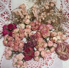 Vintage Silk Shabby Chic Roses Faux Dried Millinery Victorian Flowers Crafts picture