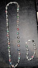 Vintage Taxco Mexico sterling silver Necklace & Bracelet Set. 99.3grams Total picture