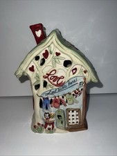 Blue Sky Candle Holder Tealight Love Lives Here Home Decor Cats Ceramic picture