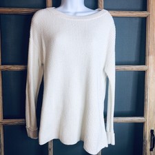 Talbot's  Women's White Waffle Knit Sweater Size MP 19x26 Pullover picture