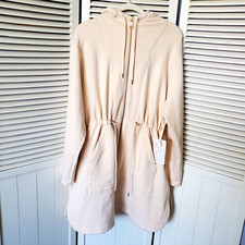 Athleta x Alicia Keys Keys Embrace Hooded Full Zip Fleece Jacket Beige XL picture