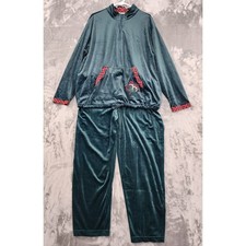 Vintage Bobbie Brooks Tracksuit Women 22W/24W Green Velvet Velour Holiday Winter picture