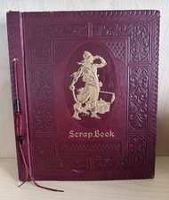 Antique Red Embossed Scrapbook Photo Album String Bound Blank Pages USA picture