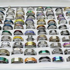 30/50/100Pcs MIX LOT Stainless Steel Rings Wholesale Men Women Fashion Jewelry picture