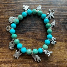 Vintage Southwest Style Sterling Silver and Turquoise Charm Bracelet picture