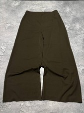 Sarah Pacini Made in Italy Wide Leg Trousers Pants Size L High Waist Olive Khaki picture