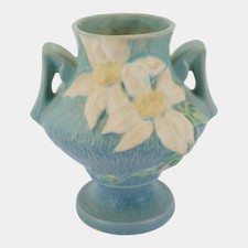 Roseville Clematis Blue 1944 Vintage Art Pottery Ceramic Vase 188-6 picture