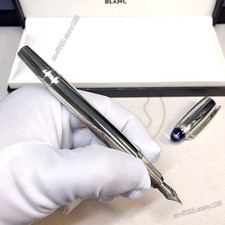 Montblanc Luxury Silver Fountain Pen Platinum Trim Executive VIP Writing Gift picture